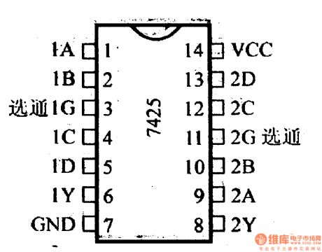 74 series digital circuit of 7425 dual 4 input nand gate