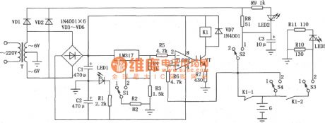 TL082 formed Ni-Cd battery automatic charge and discharge circuit diagram