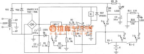 TL082 formed Ni-Cd battery automatic charge and discharge circuit diagram