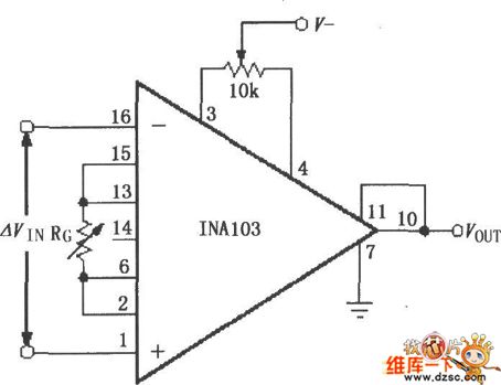 INA103 Adjustable Offset Voltage Circuit