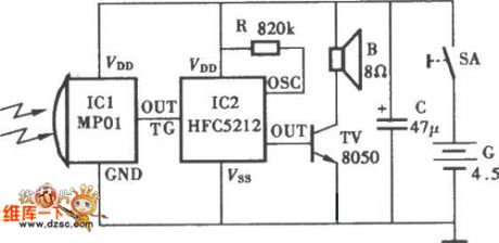 Infrared Ray Probe Alarm Circuit