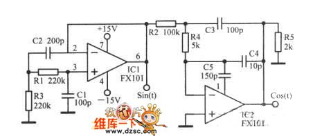 Two-Phase Output Sine Wave Oscillator Circuit