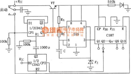 Long Time Delay Circuit Composed of 555