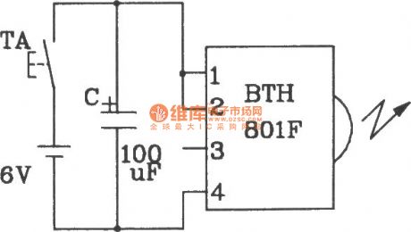 Transmitter and receiver circuit composed of BTH-801F/801J infrared remote control transmitter and receiver module