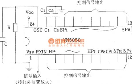 YN5049/5050 Infrared remote control receiver typical application circuit diagram