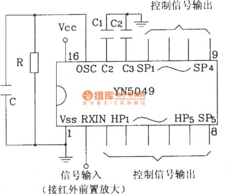 YN5049/5050 Infrared remote control receiver typical application circuit diagram
