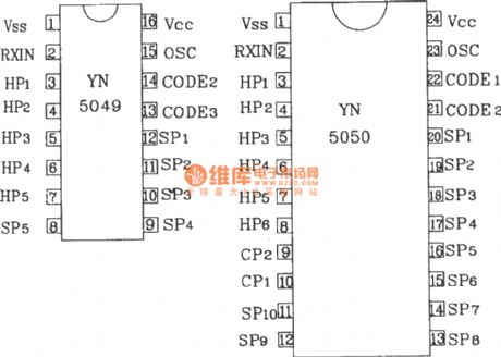 YN5049/5050 Infrared remote control receiver typical application circuit diagram