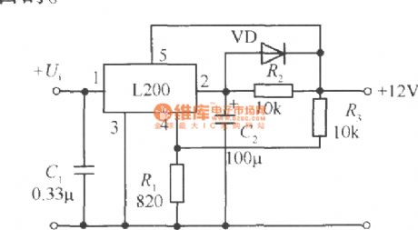 Power supply soft-start circuit composed of L200