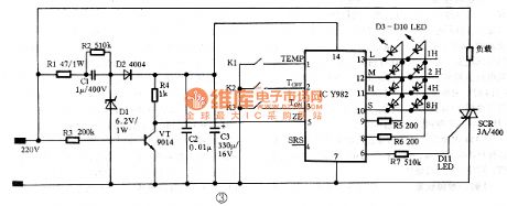 Y982 electric heater temperature control circuit