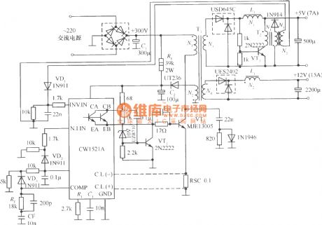 Single-ended forward transform isolation type switching regulated power supply circuit produced by Cwl524A