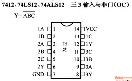 74 series digital circuit of 7412 74S12 3 input nand gate