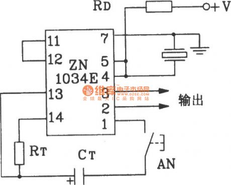 Typical application circuit of ZN1034E long delay control integrated circuit