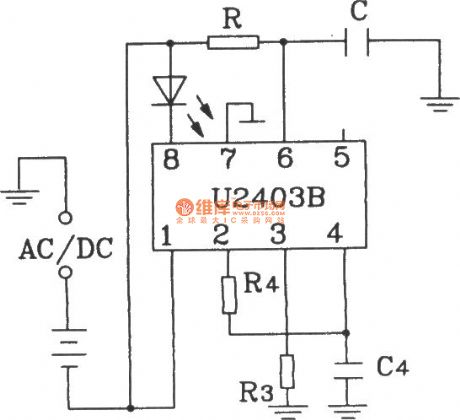 Typical application circuit of U2403B constant source charging timer