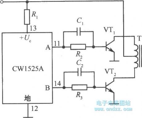 Half-bridge driver circuit of CWl525A-driven MOS tube