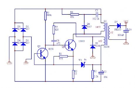 Regulated votlage micro-switching power supply (3W-10W circuit diagram)