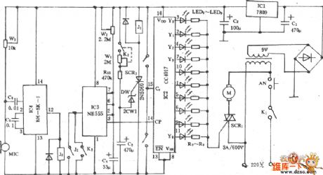 Electric Fan Multi-Function Sound Control Speed Governing Circuit