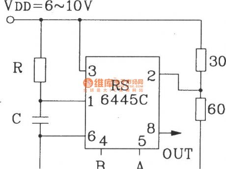 Typical application circuit of RS6445C long-time timing integrated circuit