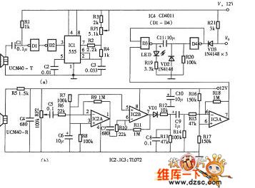 Ultrasonic Wave Anti-Theft Alarm Detector Circuit