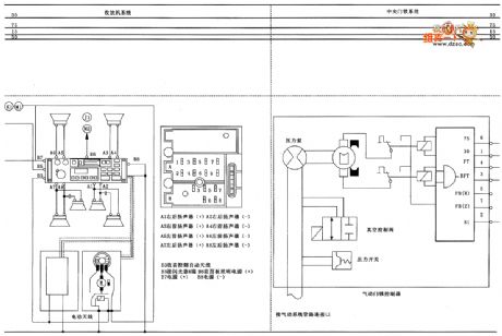 Zastava CA7200E3(L) type radio cassette player and center gate lock system circuit diagram