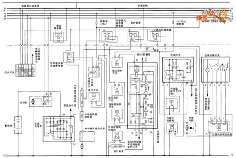 Zastava CA7220E type power supply, starting and air condition system circuit diagram