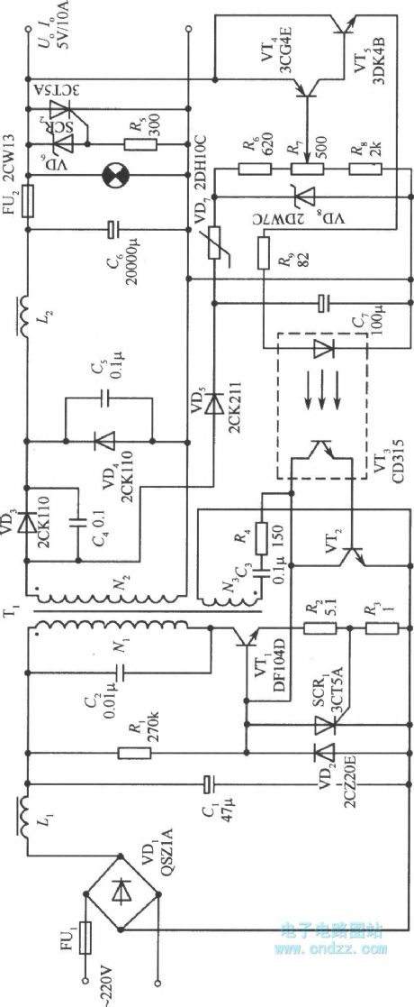 Forward conversion type switching stabilized voltage supply isolating by photocoupler