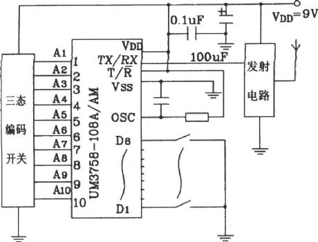 UM3758-108A/AM New single-chip encoding and decoding circuit diagram