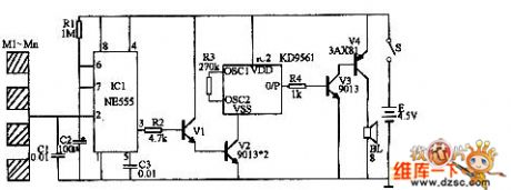 Touch-type anti-theft alarm circuit
