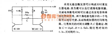 Flashing circuit with astable trigger