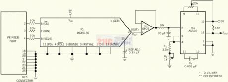 Programmable frequency generator circuit made by printer port
