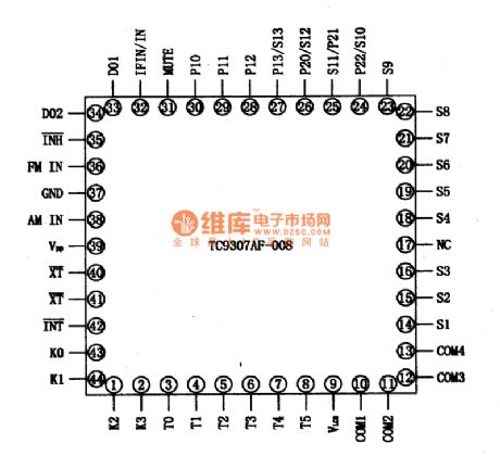TC9307AF-008 digital-tuning microprocessor integrated circuit