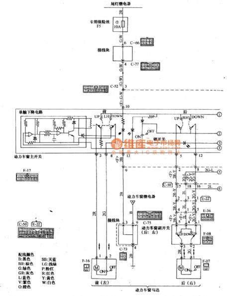 Mitsubishi Pajero light off-road vehicle power windows wiring circuit diagram