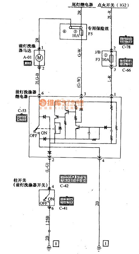 Mitsubishi Pajero light-weight off-road vehicle headlamp scrubber wiring circuit diagram