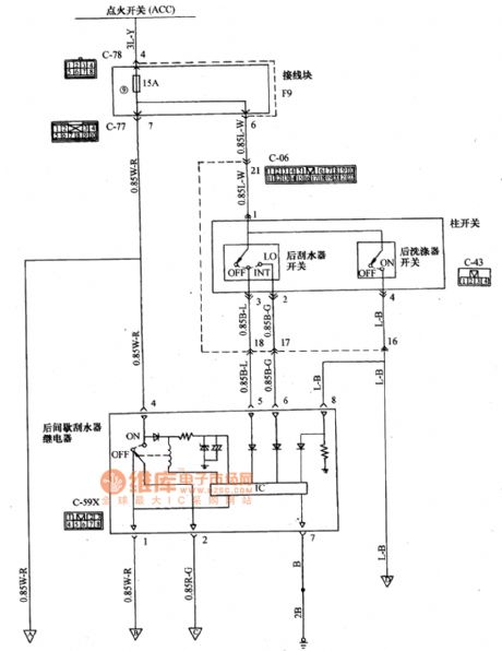 Mitsubishi Pajero light off-road vehicle before and after window wiper washing circuit diagram