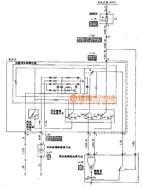 Mitsubishi Pajero light off-road vehicles front and rear window wiper washing wiring circuit diagram