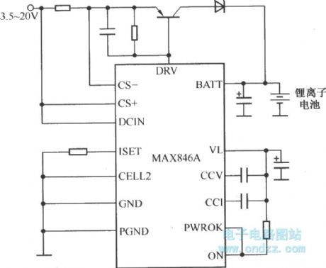 MAX846A most typical application circuit (charge circuit)