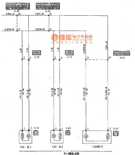 Mitsubishi Pajero light off-road vehicle central control door lock set (continued) wiring circuit diagram