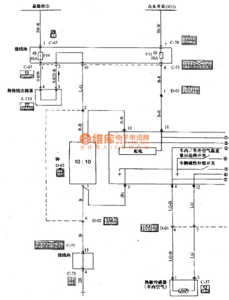 Mitsubishi Pajero light off-road vehicle automobile instrument wiring(with electroniccompass) circuit diagram