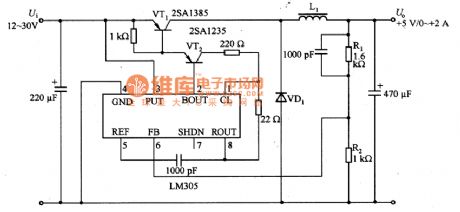 The buck converter circuit diagram composed of LM305
