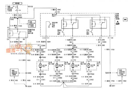 Buick Regal car rearview mirror/window circuit diagram(5)