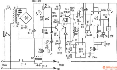 Multi-function refrigerator controller composed of 555