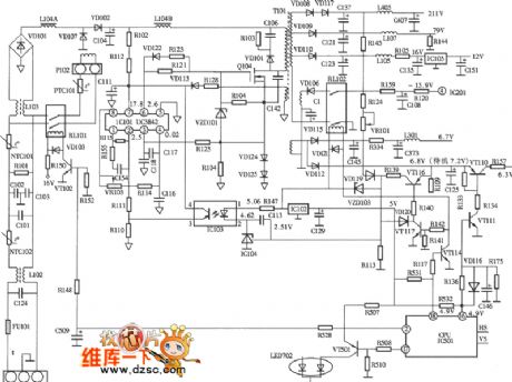 Color display switching power supply UC3842 circuit diagram