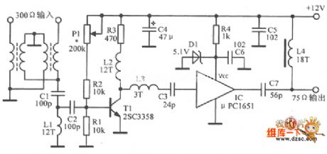 Full Channel TV antenna amplification circuit