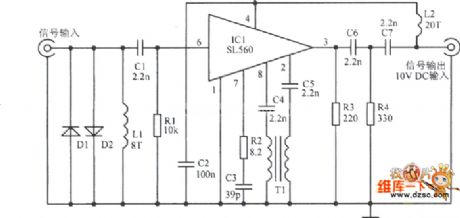Ordinary VHF antenna amplifier circuit principle diagram