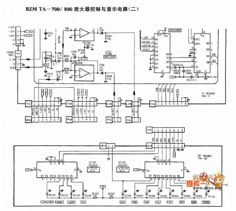 BZMTA-700/800 amplifier control and display circuit diagram 