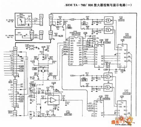 BZMTA-700/800 amplifier control and display circuit diagram (-)