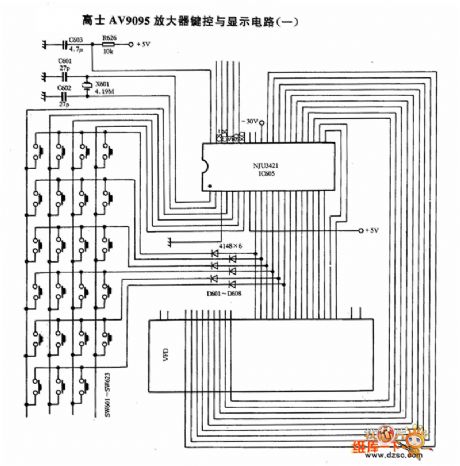 Gaoshi AV9095 amplifier key and display circuit diagram （-）