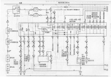 Toyota Coaster bus combination instrument circuit diagram 2