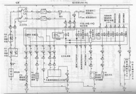 Toyota Coaster bus combination instrument circuit diagram 1