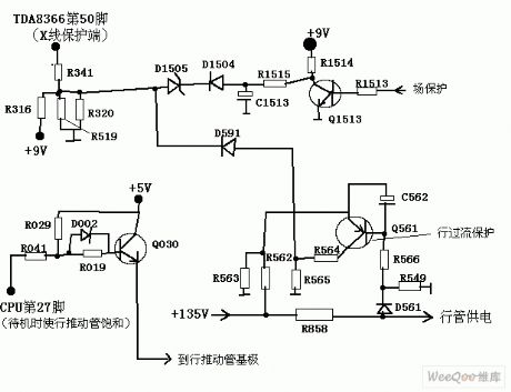 Monitor and TV high-voltage (KV level) protection circuit diagram
