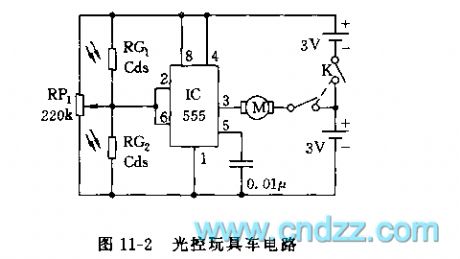555 Optical toy car circuit